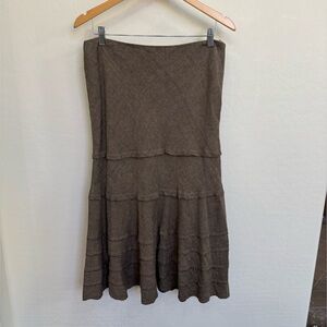 Etcetera Women’s Brown Tiered Knit Maxi Skirt - Virgin Wool, Linen Blend Size 10
